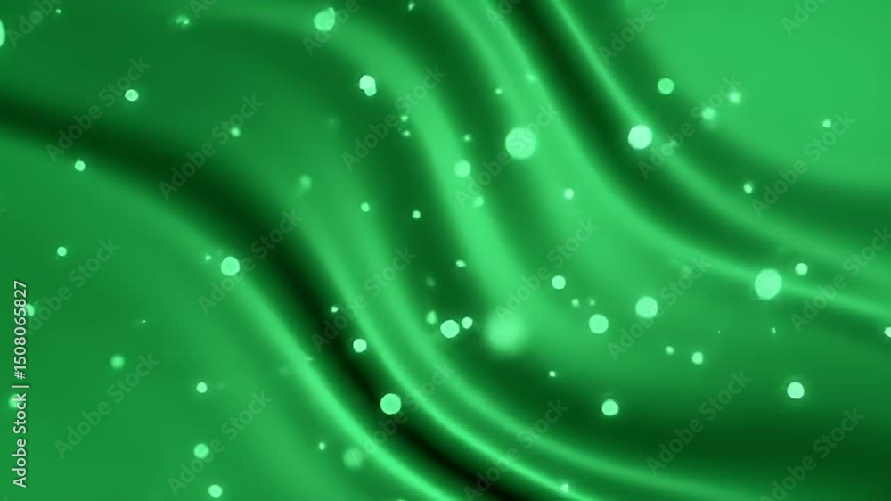 Poster emerald green abstract waves with floating luminescence