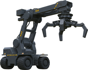 Naklejka premium Powerful Industrial Robotic Crane Arm Heavy Duty Grapple Mechanical Claw Automated Lifting Equipment