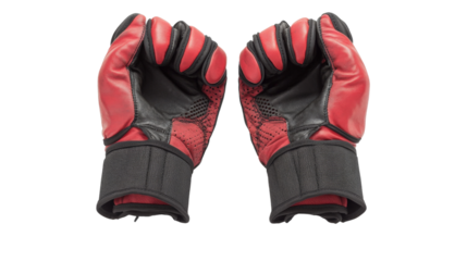 A pair of professional weightlifting gloves with padded palms, Transparent background, PNG file