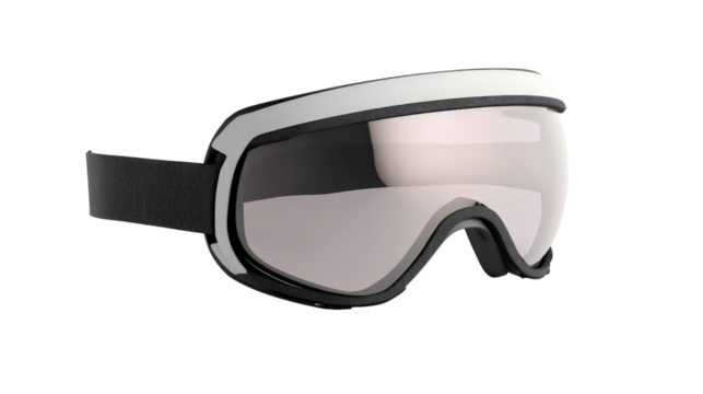 A pair of sleek ski goggles with tinted lenses, Transparent background, PNG file