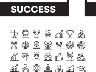 Success icon set achievement growth and goals