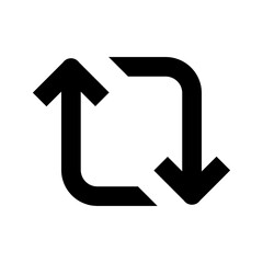 Retweet arrows icon in black color, outline style and white background 