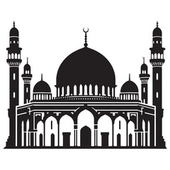 This vector illustration showcases the Taj Mahal, India's iconic white marble mausoleum in Agra, a symbol of Mughal architecture with its grand dome and minarets, representing travel, tourism, 