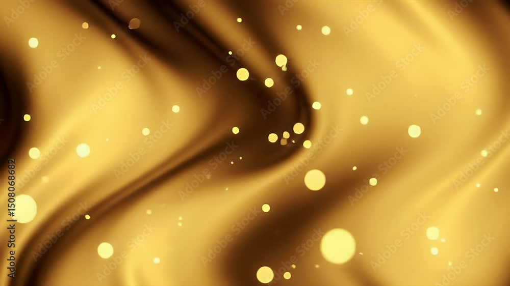 Poster golden waves abstract background with shimmering lights