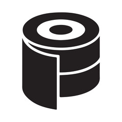 Toilet tissue paper roll flat icon for apps and websites, Vector black silhouette. with white background