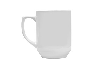 Plain porcelain cup isolated on white background. Ceramic cup close-up.