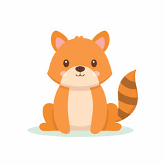 Cute Cartoon Fox/Squirrel Character Sitting