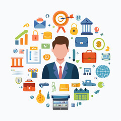 Businessman Profile with Business Icons