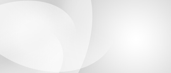 White curved lines and halftone circles on gray background. Soft color and modern pattern.