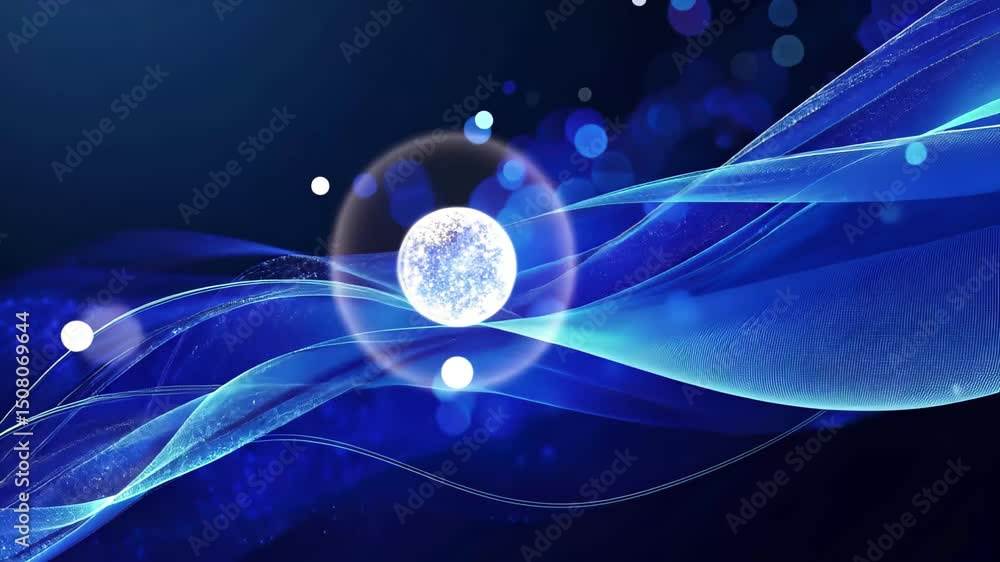 Poster Vibrant blue abstract background with enchanting lights and flowing patterns in an artistic display, able blue background
