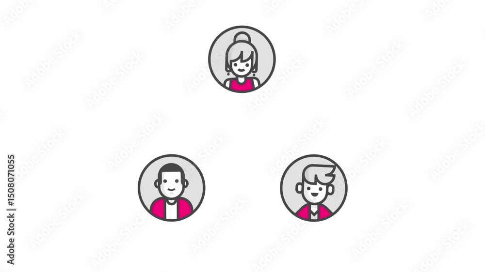 Poster organizational chart showing team hierarchy and communication