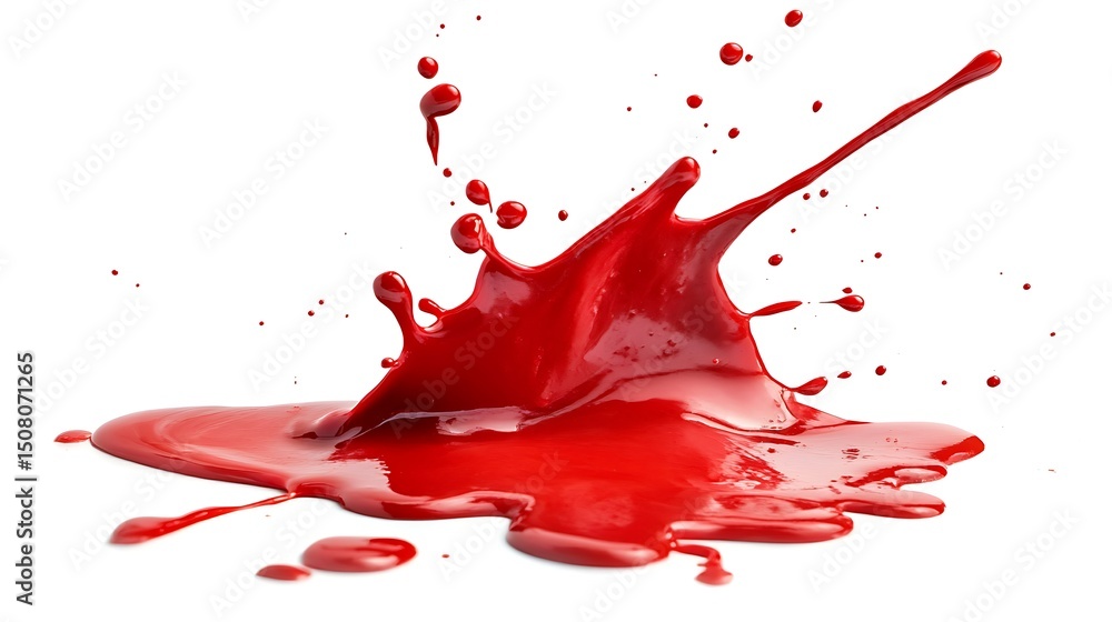 Poster dynamic red splash of paint exploding on clean white background in ultra high definition. abstract a