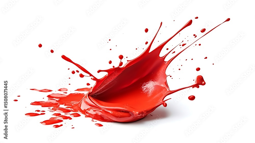 Aufkleber dynamic red splash of paint exploding on clean white background in ultra high definition. abstract a