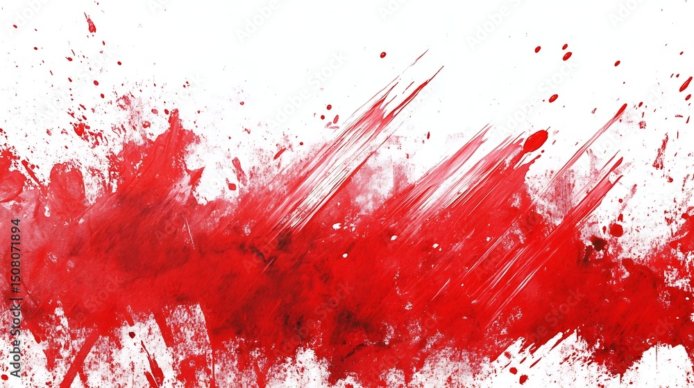 Poster dynamic red splash of paint exploding on clean white background in ultra high definition. abstract a