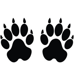 Black Bear Paw Prints Isolated on White Background Vector Illustration