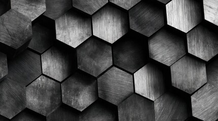 Abstract close-up of interlocking hexagonal metal patterns creating a modern industrial texture