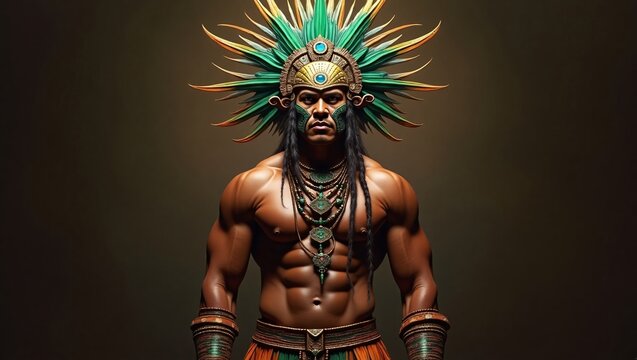 Powerful aztec warrior god digital art