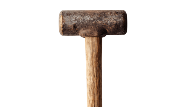 A high-resolution image of a single sledgehammer, centered in the frame, white background --ar 16:9