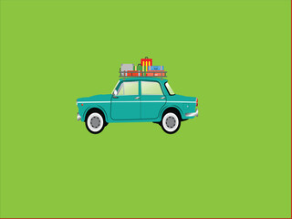 clumsy car design carrying luggage, vacation