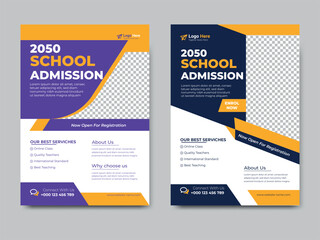 school education admission Flyer brochure cover template for Kids back to layout design. 