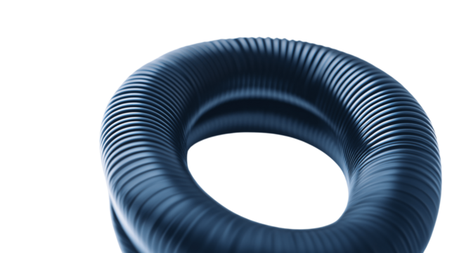 A high-resolution image of a single rubber hose, centered in the frame, white background --ar 16:9