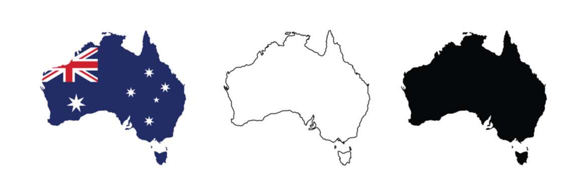 Australia map flag vector eps 10. set of Australia country map with flag vector format.