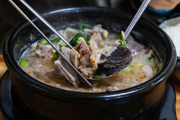 traditional Korean sausage soup with rice