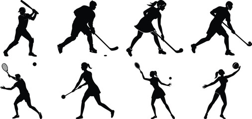 Set of vector silhouettes of people in sports. Human sports activities
