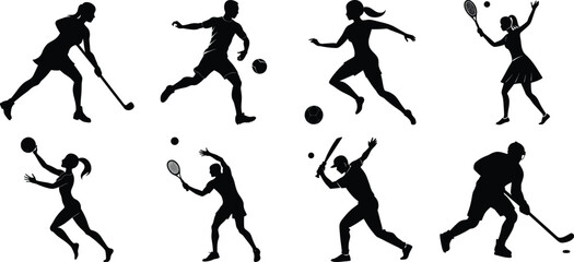 Set of vector silhouettes of people in sports. Human sports activities
