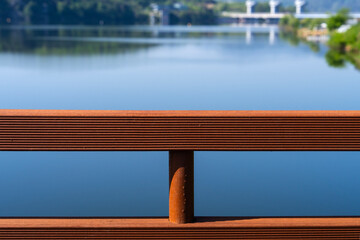 wooden fence at the calm lake