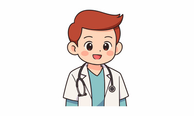 Fototapeta premium Cute doctor character cartoon illustration