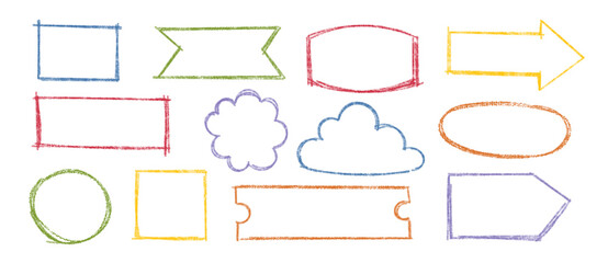 Obraz premium Hand drawn colorful frames borders line set, Scribble lines frame elements doodle decorative vector illustration 