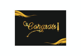 Congrats! lettering with golden stars ribbon tie vector illustration editable.