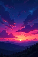 Stunning high-resolution image of a vibrant, twilight sky  Perfect for design projects needing a dramatic, colorful backdrop  Ideal for websites, presentations, and more , overcast, stars, texture