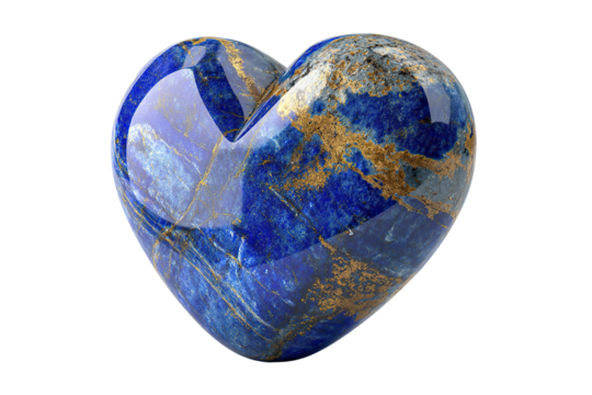 Lapis lazuli heart isolated on a transparent background.