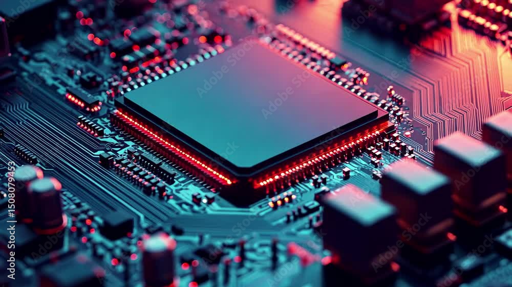 Poster advanced gpu ram microchip highlights powerful computing technology in modern electronics, an advanc