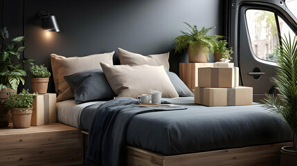 with neatly stacked packages ready for local deliveries