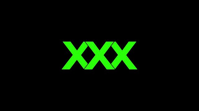 xxx text Glitch effect animation. isolated on black background. digital glitch effect. 4K video.