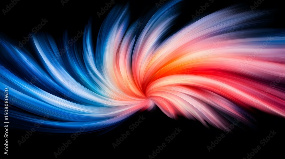 Poster the image contains an abstract design featuring swirling streaks of vibrant colors, transitioning fr