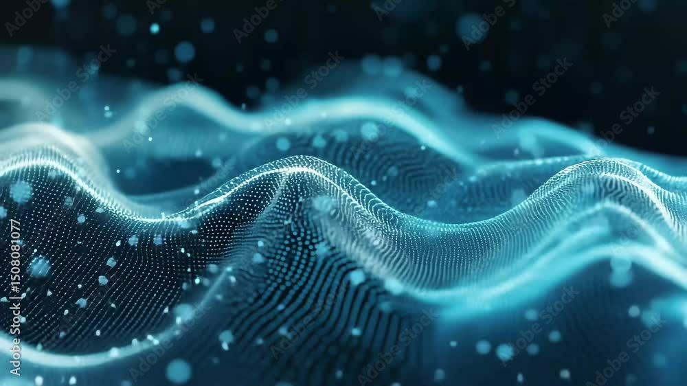 Poster Abstract simulation of horizontal waves showcasing dynamic patterns of light and movement, abstract video simulation waves horizontal