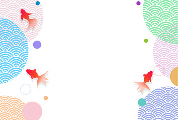 金魚　和柄　文様　背景