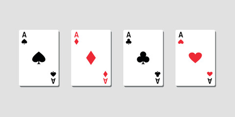 A collection of four ace playing cards.