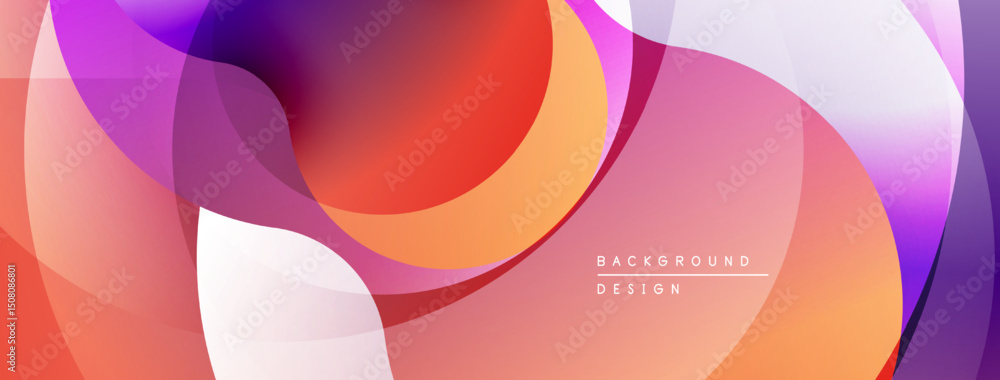 Poster abstract vibrant layers overlap. soft gradients create flowing shapes, warm cool tones blend seamles
