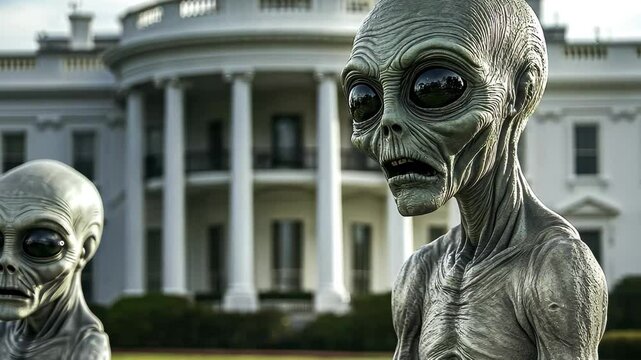 Alien invaders approach the White House in a shocking display of extraterrestrial presence and curiosity, Alien invaders in the White House, USA