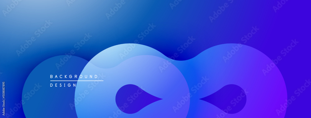 Poster abstract blue background. overlapping shapes create flowing, modern design. gradient effect adds dep