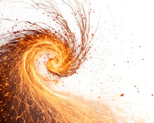 Fiery Abstract Fire Whirlpool Energy Eruption Isolated on White Background