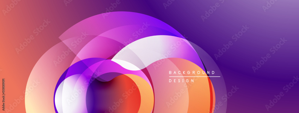 Leinwandbilder Abstract background features overlapping translucent circles. Gradient colors blend from purple to orange. Modern design element.
