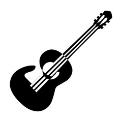 Stylish Acoustic Guitar Vector Illustration – Black Silhouette