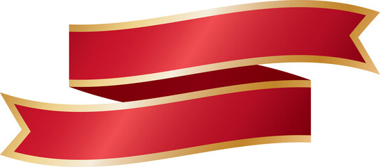 Elegant Red Ribbon with Gold Border Banner Label Illustration
