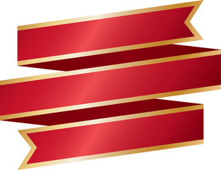 Elegant Red Ribbon with Gold Border Banner Label Illustration